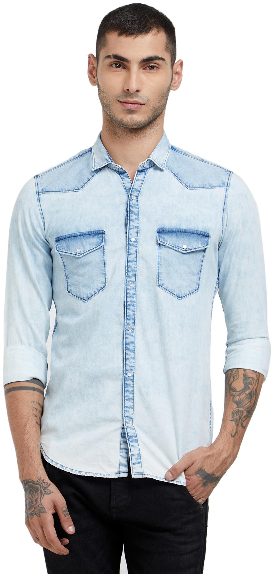 

Killer Men Blue Solid Slim Fit Casual Shirt