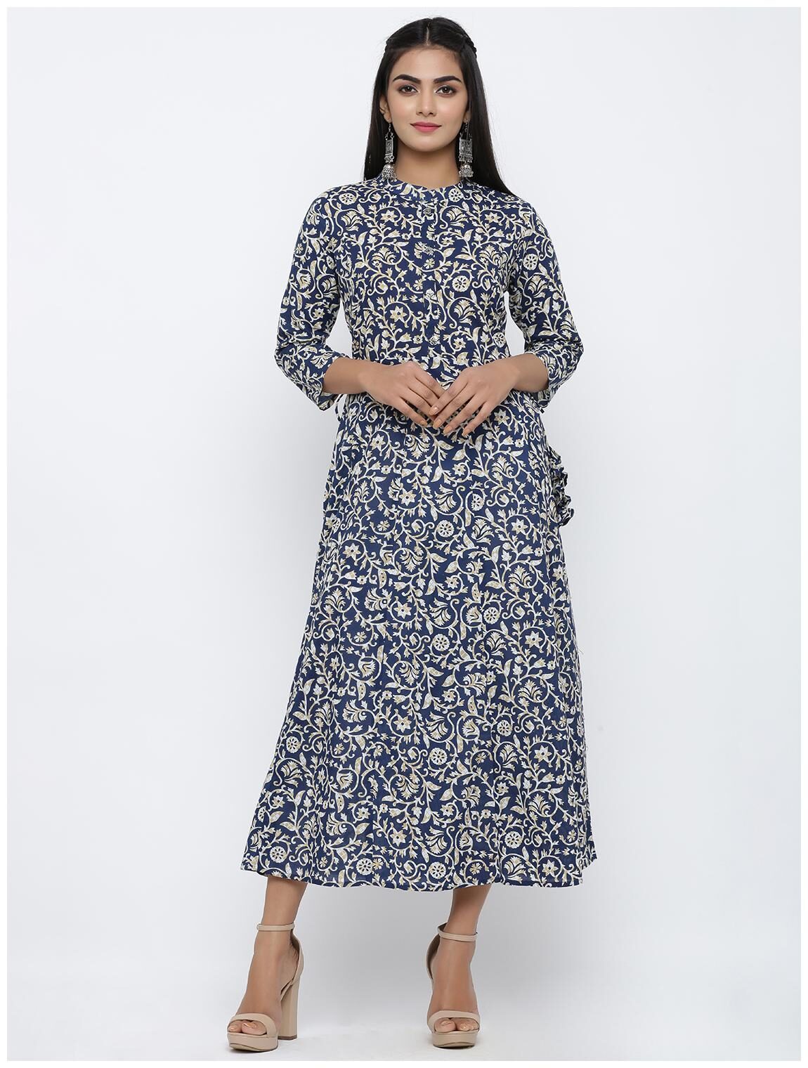

KIPEK Women Navy Blue Embroidered Anarkali Kurta