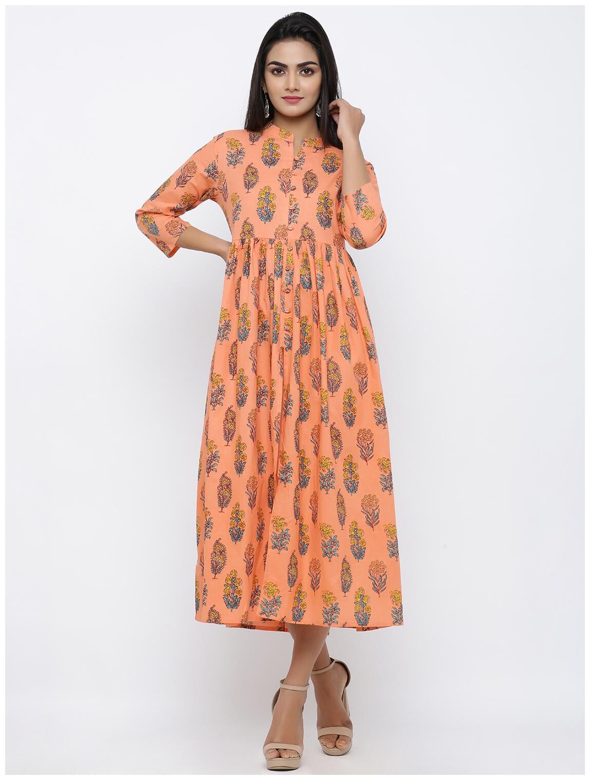 

KIPEK Cotton Regular Fit Kurta Peach