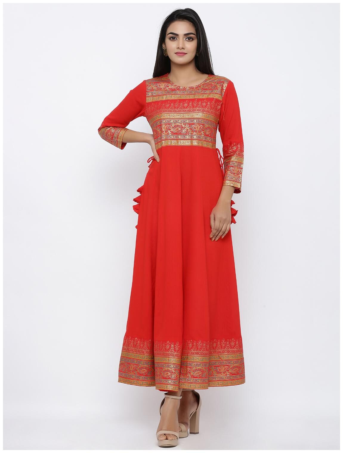 

KIPEK Women Red Printed Anarkali Kurta