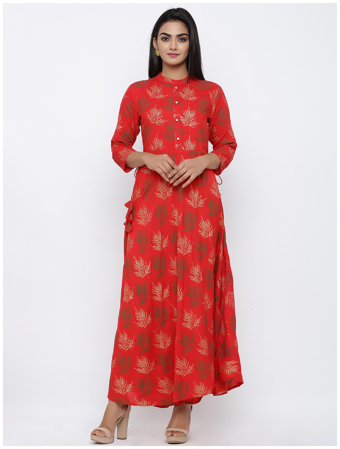 

KIPEK Women Red Printed Anarkali Kurta