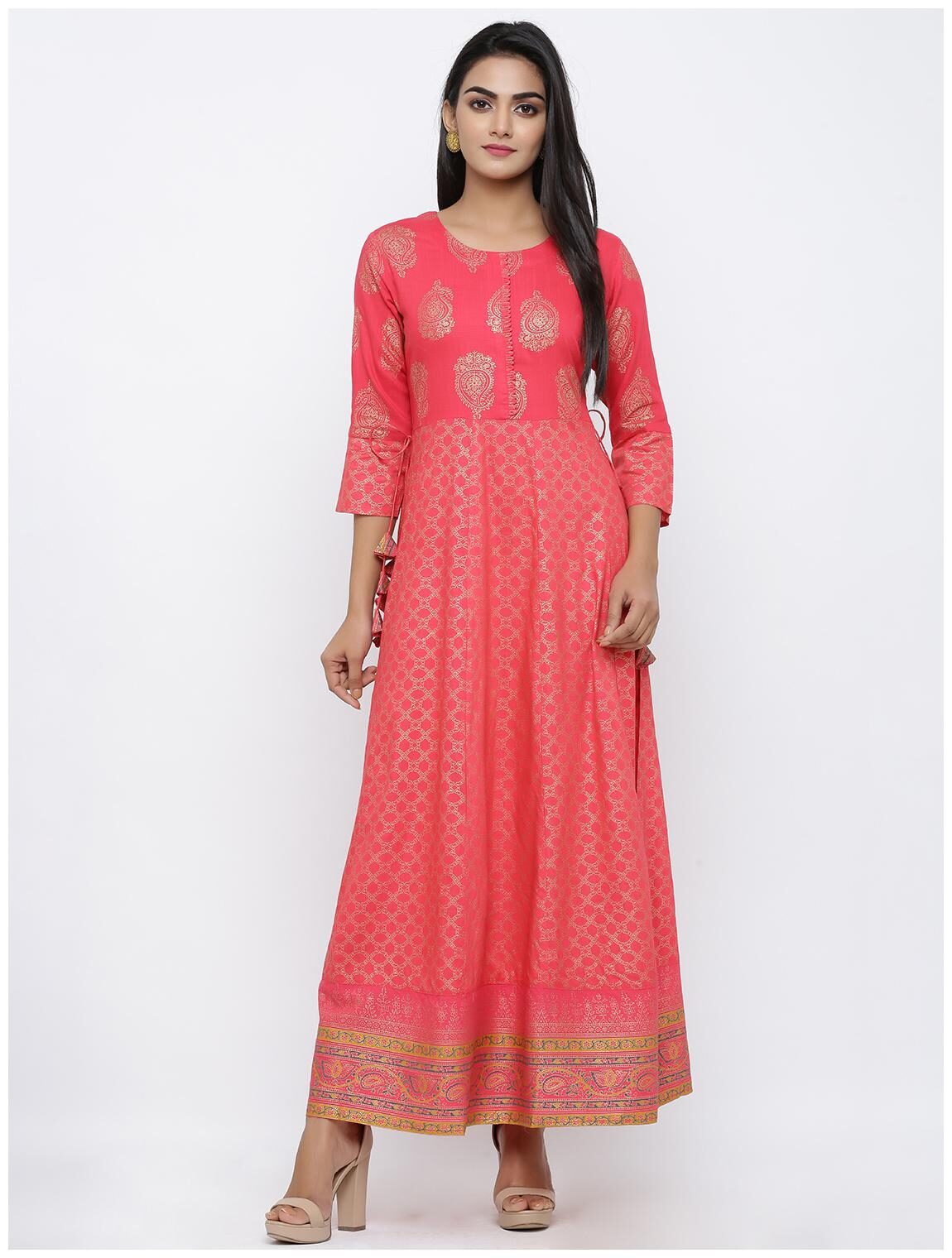 

KIPEK Women Pink Printed Anarkali Kurta