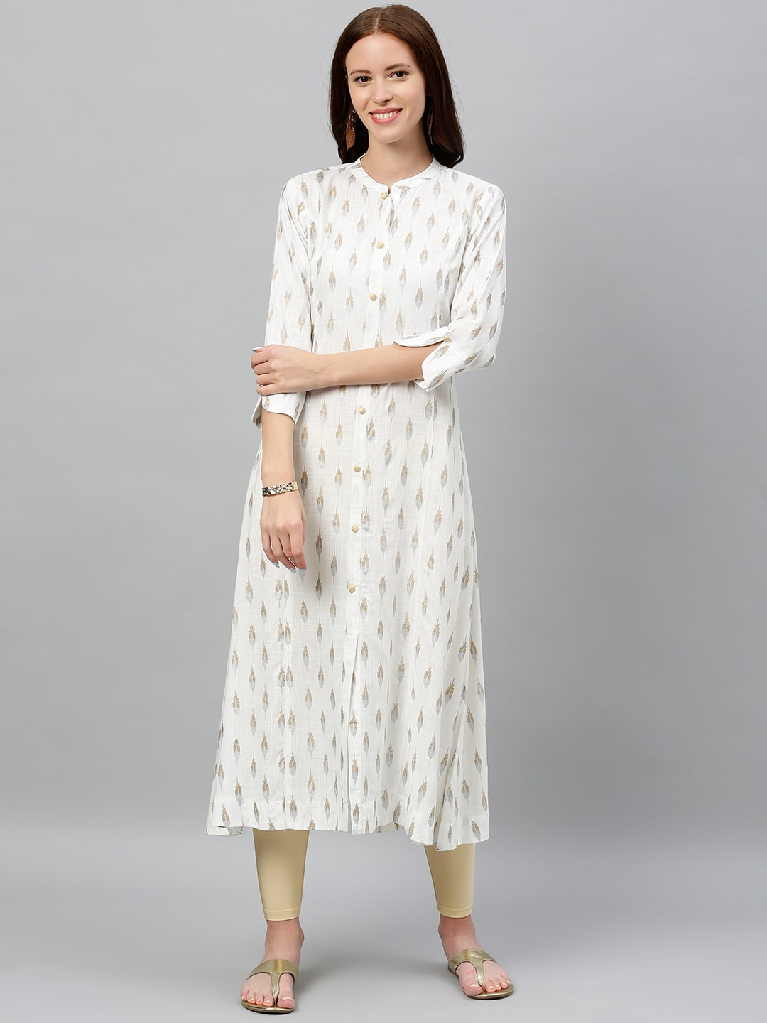 

KIPEK Viscose Rayon White Printed Kurta For Women
