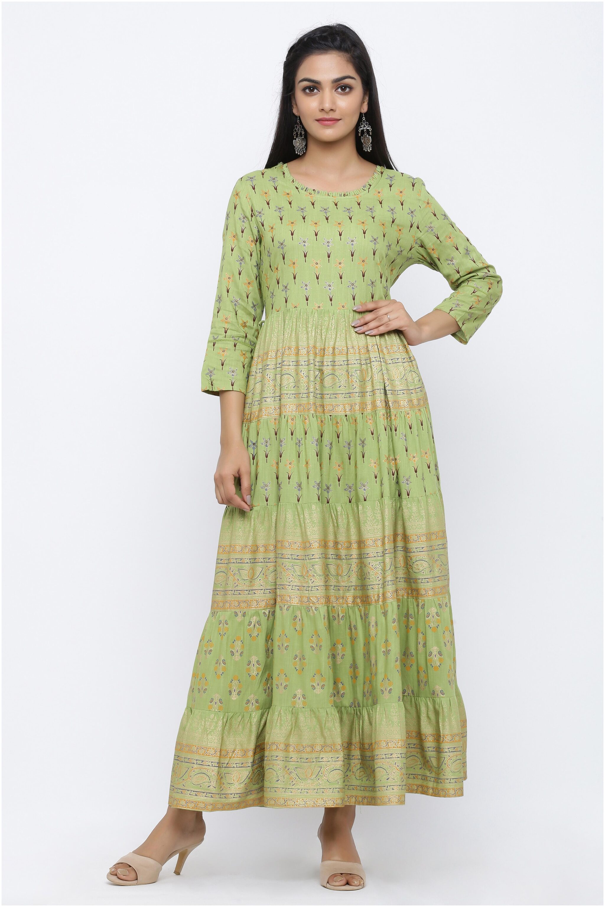 

KIPEK Women Green Floral Anarkali Kurta