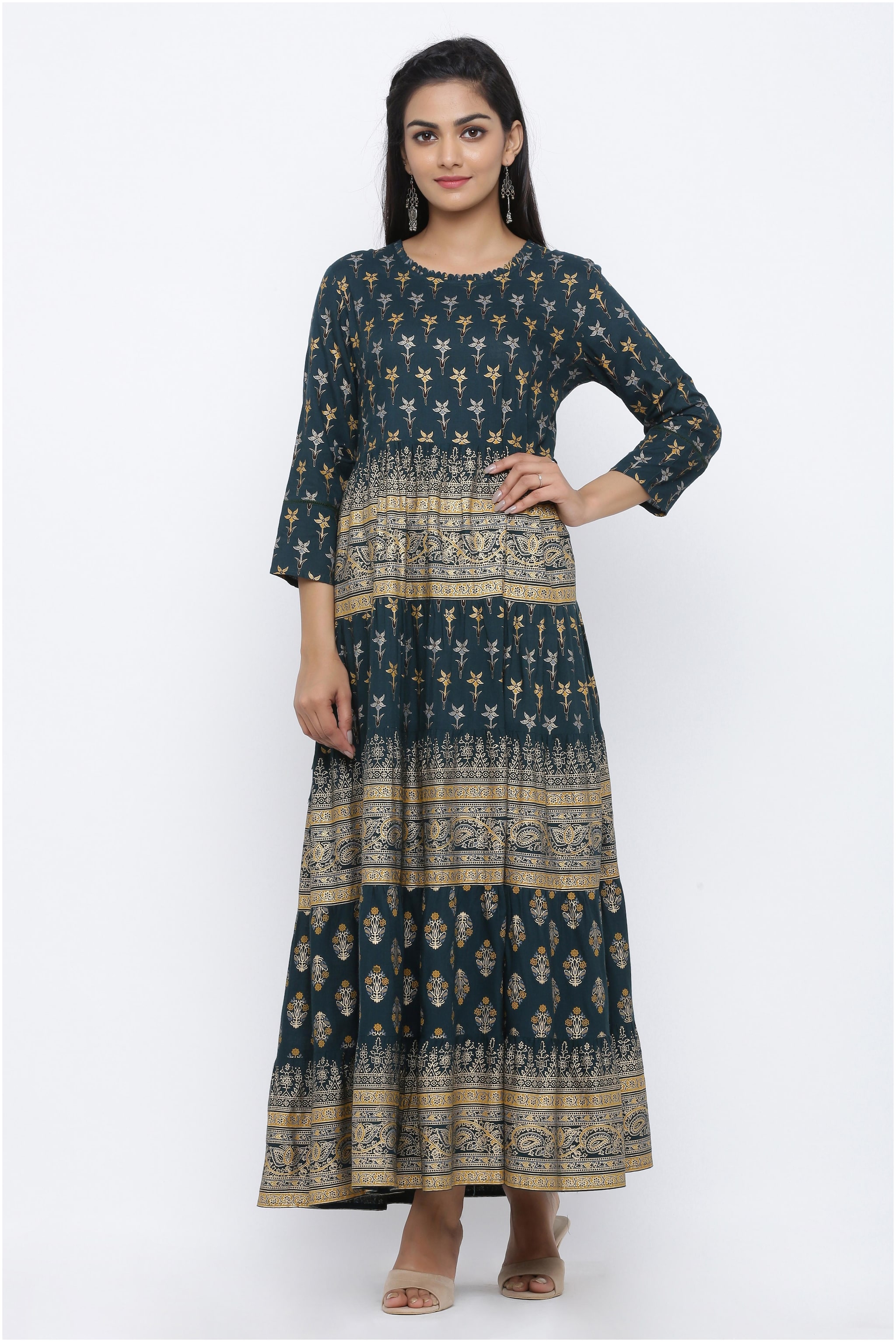 

KIPEK Women Navy Blue Floral Anarkali Kurta