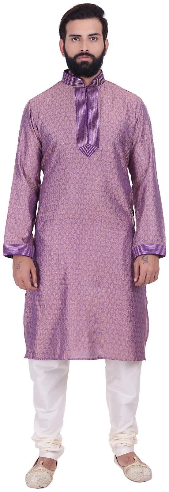 

Kisah Benarasi Jaquard Cotton Silk Violet Men s Kurta