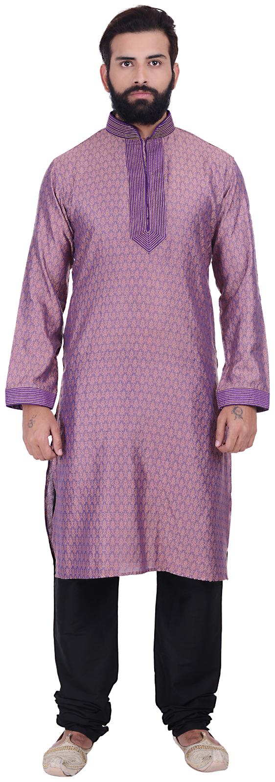 

Kisah Benarasi Jaquard Cotton Silk Violet Men s Kurta