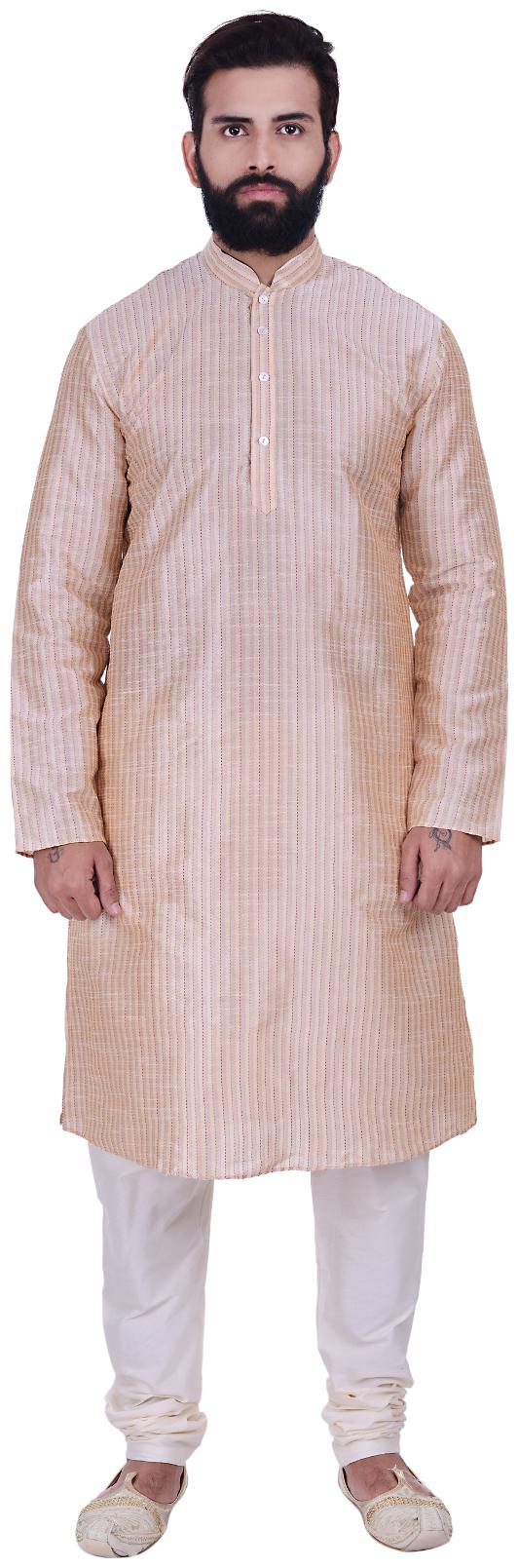 

Kisah Dupion Silk Creame Grey Men s Kurta Churidar Set