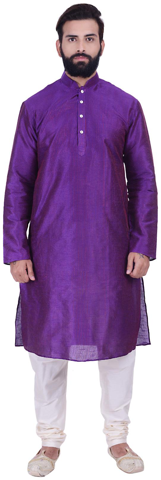

Kisah Dupion Silk Violet Purple Men s Kurta Churidar Set