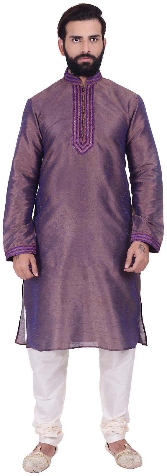 

Kisah Dupion Silk Violet Purple Men s Kurta Churidar Set