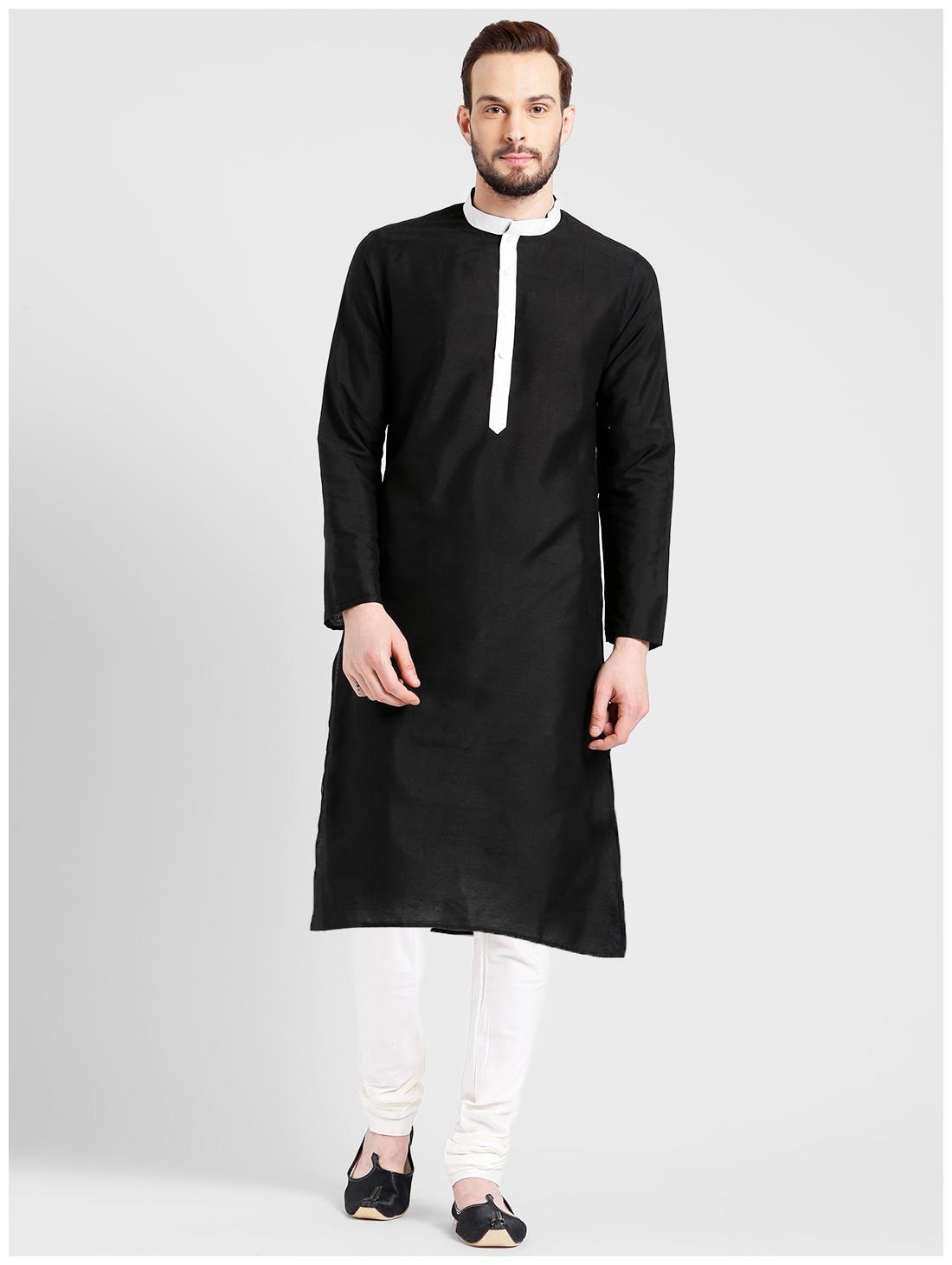 

Kisah Men s Charcoal Benarasi Cotton Silk Solid Coloured Kurta