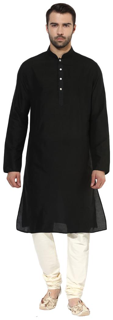 

Kisah Men s Charcoal Benarasi Cotton Silk Solid Coloured Kurta Churidar Set
