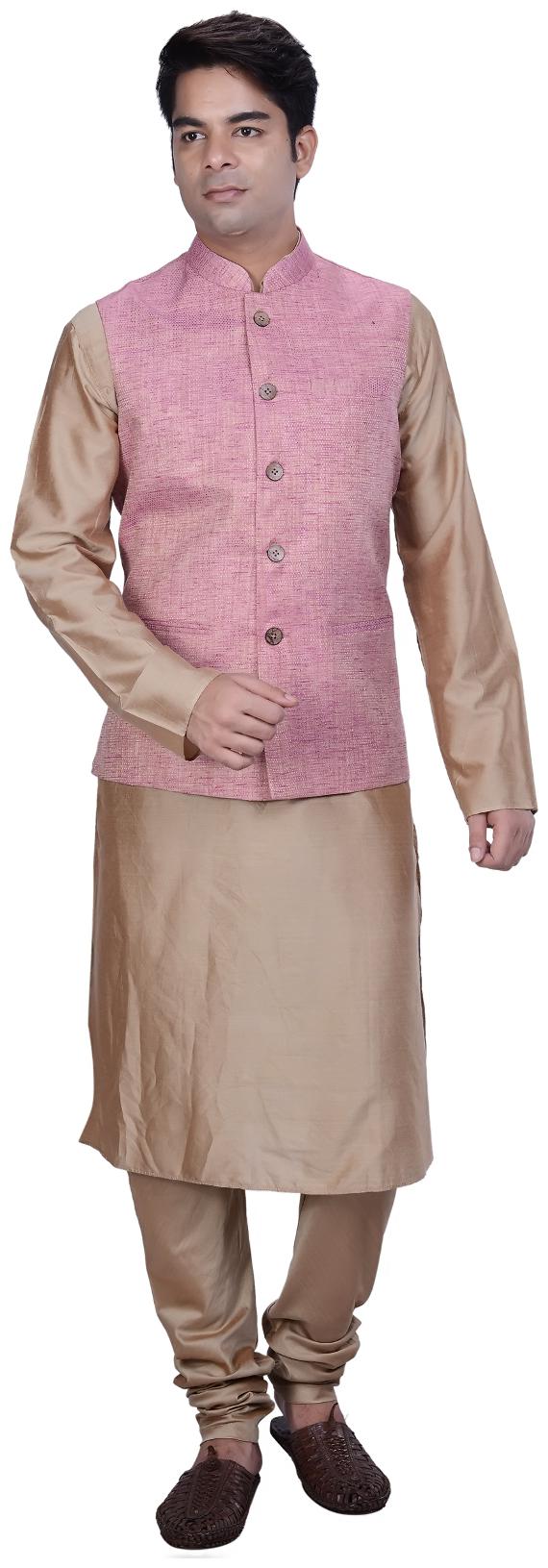 

Kisah Men s Benarasi Cotton Silk Self Design Waistcoat with Kurta and Churidar Set