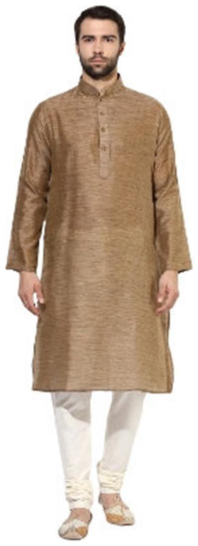 

Kisah Men s Khadi Brown Benarasi Cotton Silk Solid Kurta Churidar Set