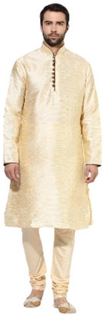 

Kisah Men s beige Benarasi Jute Silk Solid Coloured Kurta