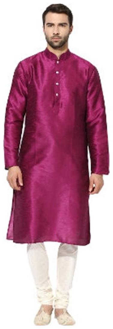

Kisah Men s Grape Dupion Silk Solid Kurta Churidar Set