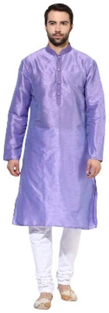 

Kisah Men s Lavender Dupion Silk Solid Kurta Churidar Set