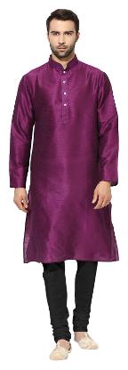 

Kisah Men s Purple Dupion Silk Solid Coloured Kurta Churidar Set
