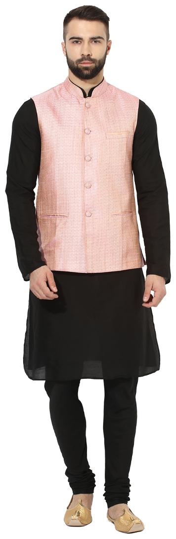 

Kisah Men s Benarasi Cotton Silk Self Design Waistcoat with Kurta and Churidar Set