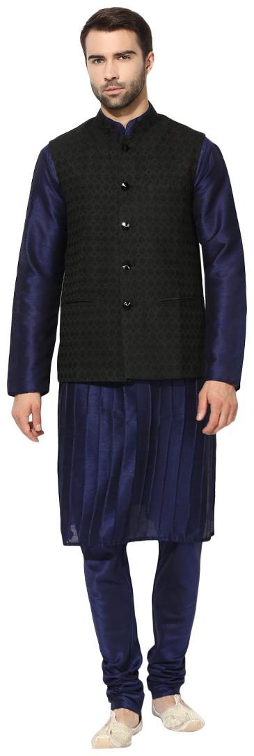 

Kisah Men s Benarasi Cotton Silk Self Design Waistcoat with Kurta and Churidar Set