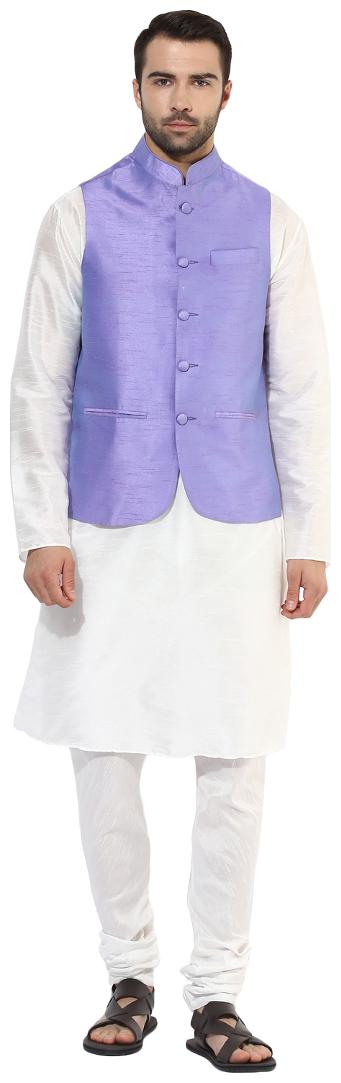 

Kisah Men s Benarasi Cotton Silk Self Design Waistcoat with Kurta and Churidar Set