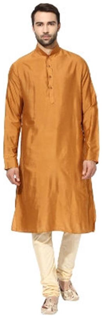 

Kisah Men s Rust Benarasi Cotton Silk Solid Kurta Churidar Set