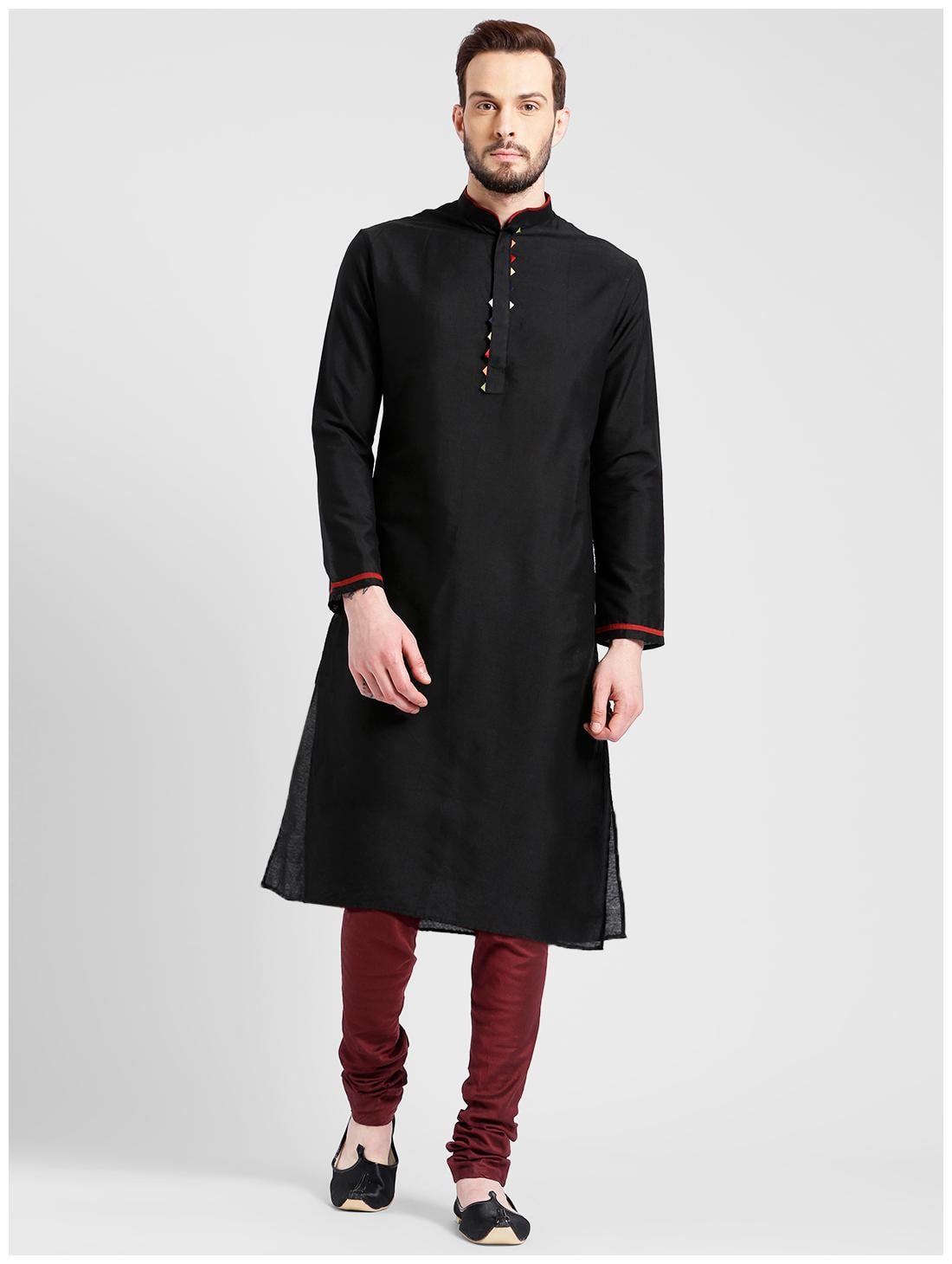 

Kisah Men s Charcoal Benarasi Cotton Silk Solid Coloured Kurta