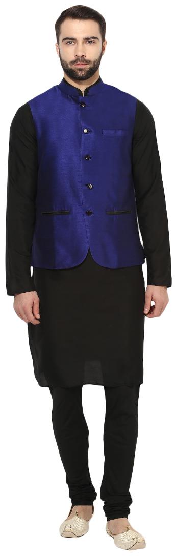 

Kisah Men s Benarasi Cotton Silk Self Design Waistcoat with Kurta and Churidar Set