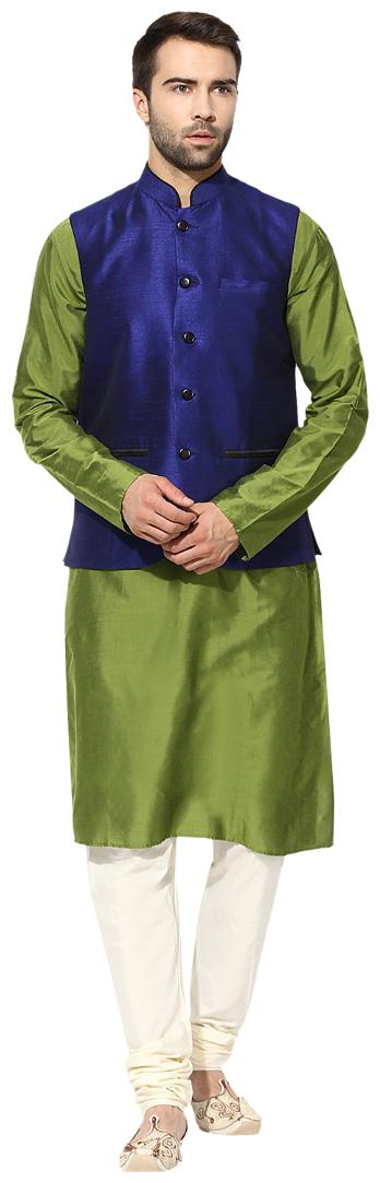 

Kisah Men s Benarasi Cotton Silk Self Design Waistcoat with Kurta and Churidar Set