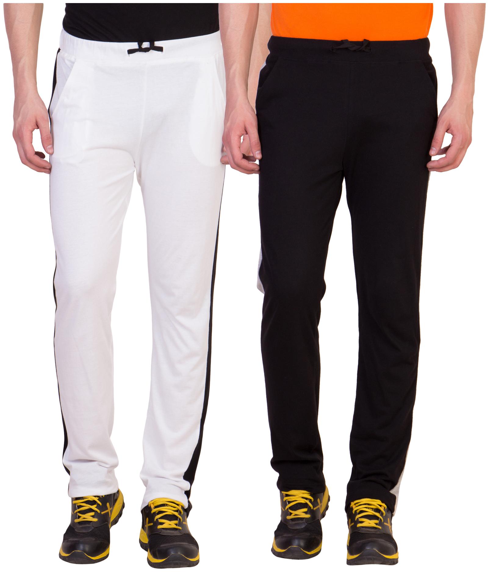 

Kissero Cotton Track Pants For Men White Black Color