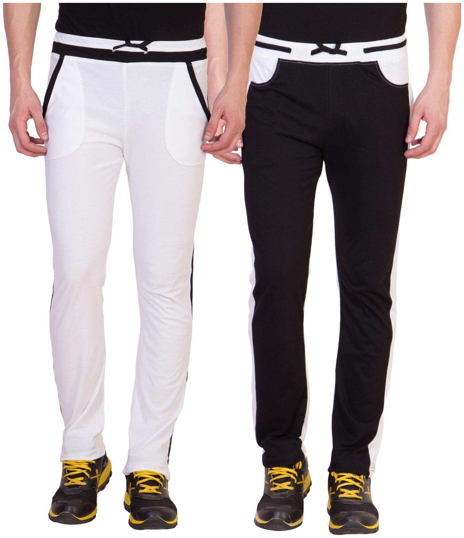 

Kissero Cotton Track Pants For Men White Black Color