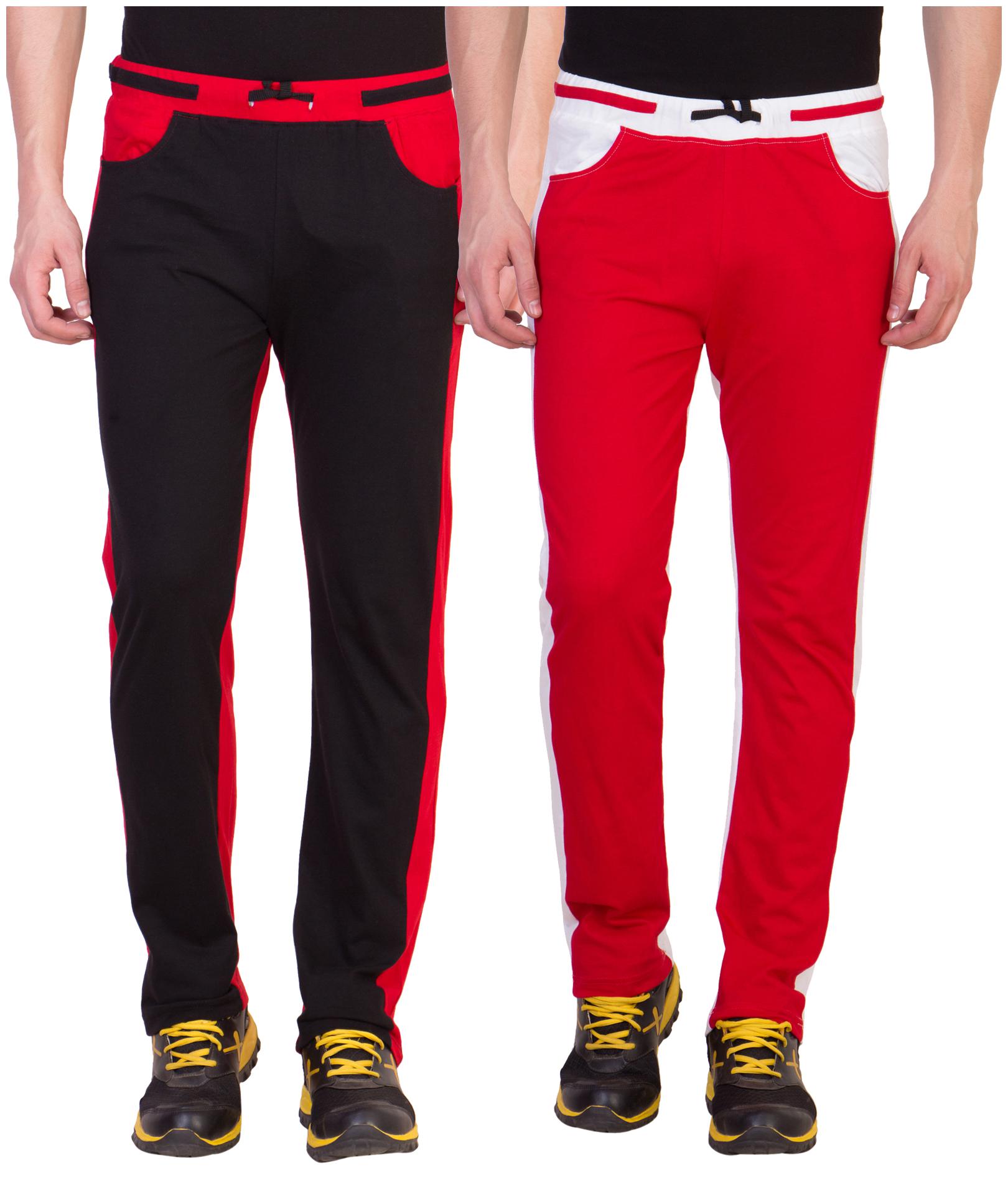 

Kissero Cotton Track Pants For Men Black Red Color