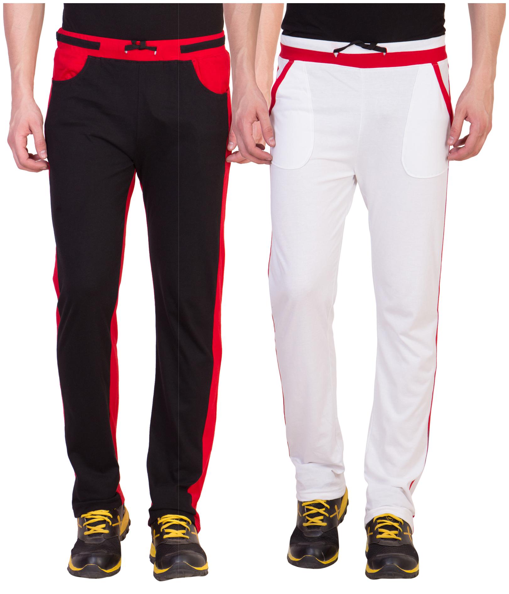 

Kissero Cotton Track Pants For Men Black White Color