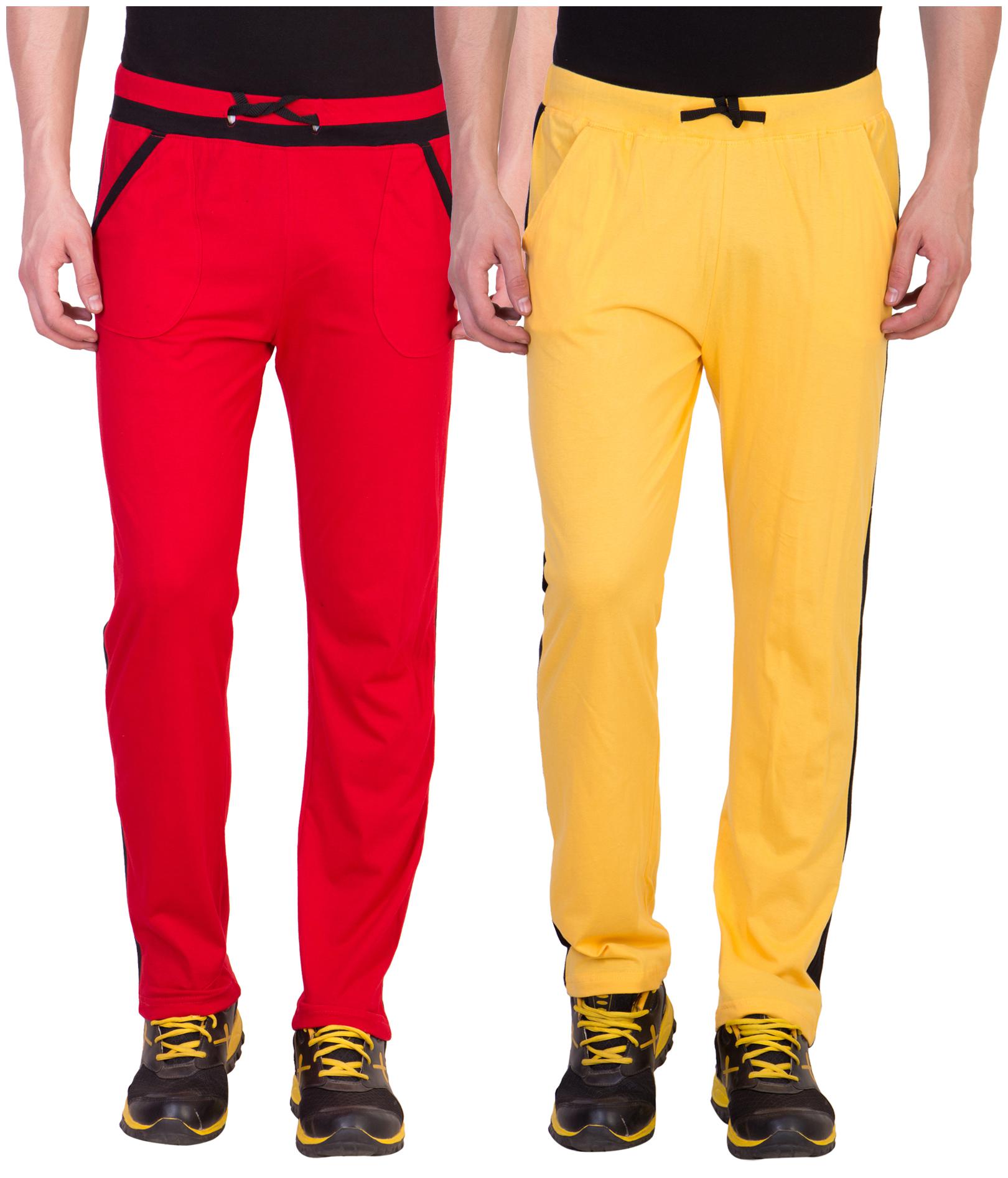 

Kissero Cotton Track Pants For Men Red Yellow Color
