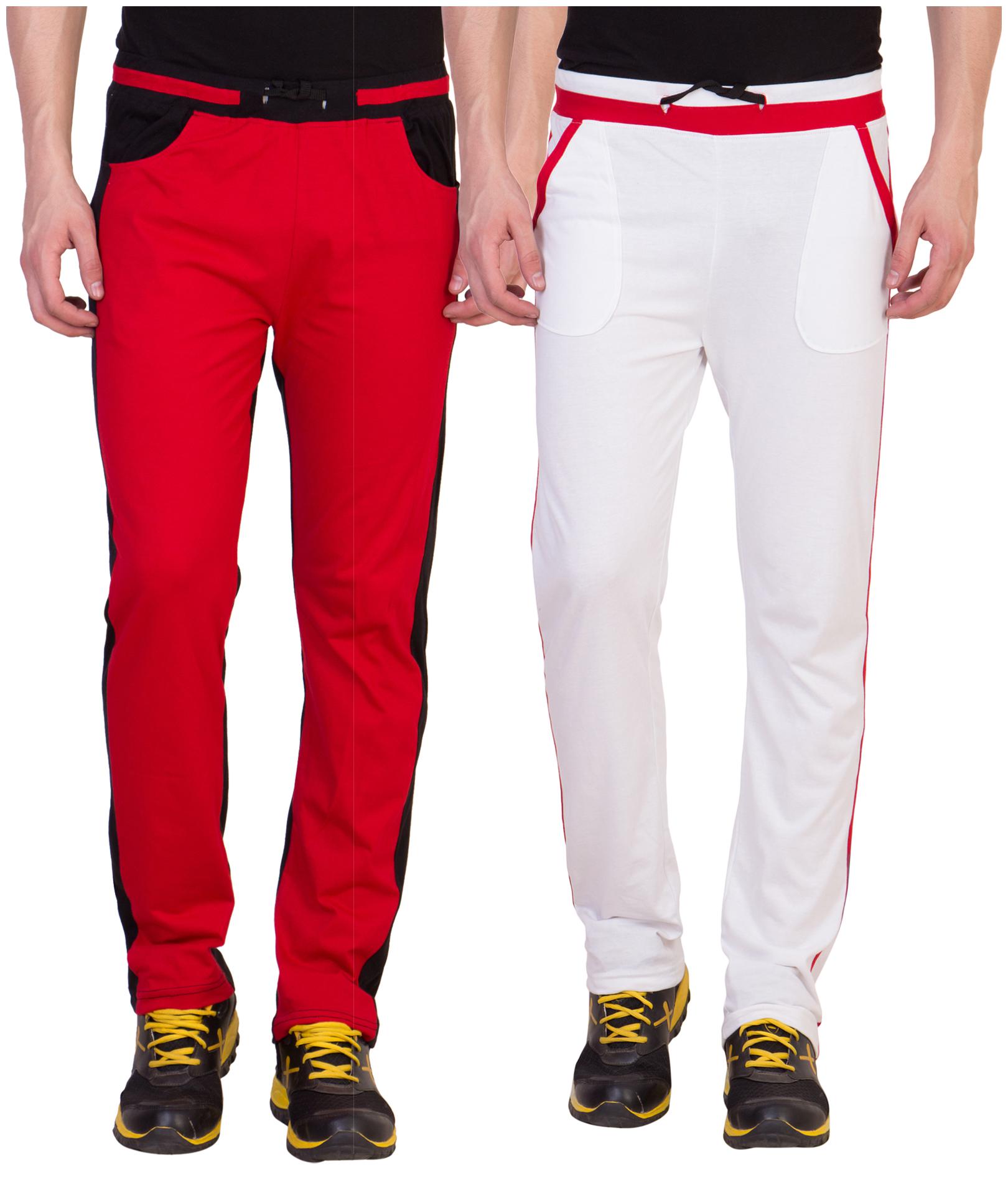 

Kissero Cotton Track Pants For Men Red White Color