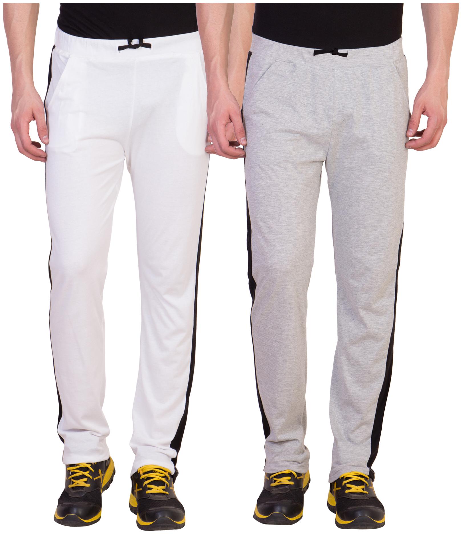 

Kissero Cotton Track Pants For Men White Grey Color