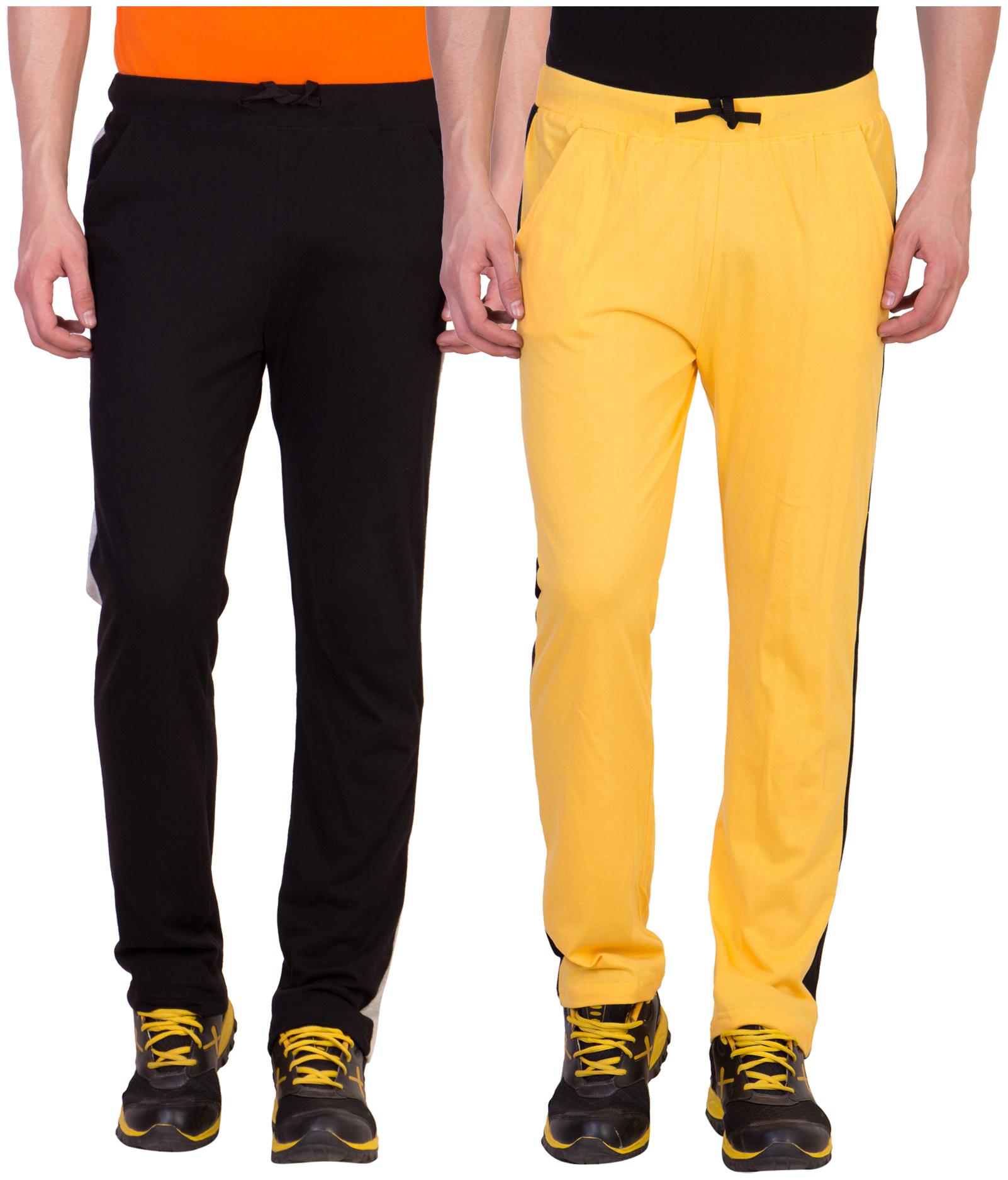 

Kissero Cotton Track Pants For Men Yellow Black Color
