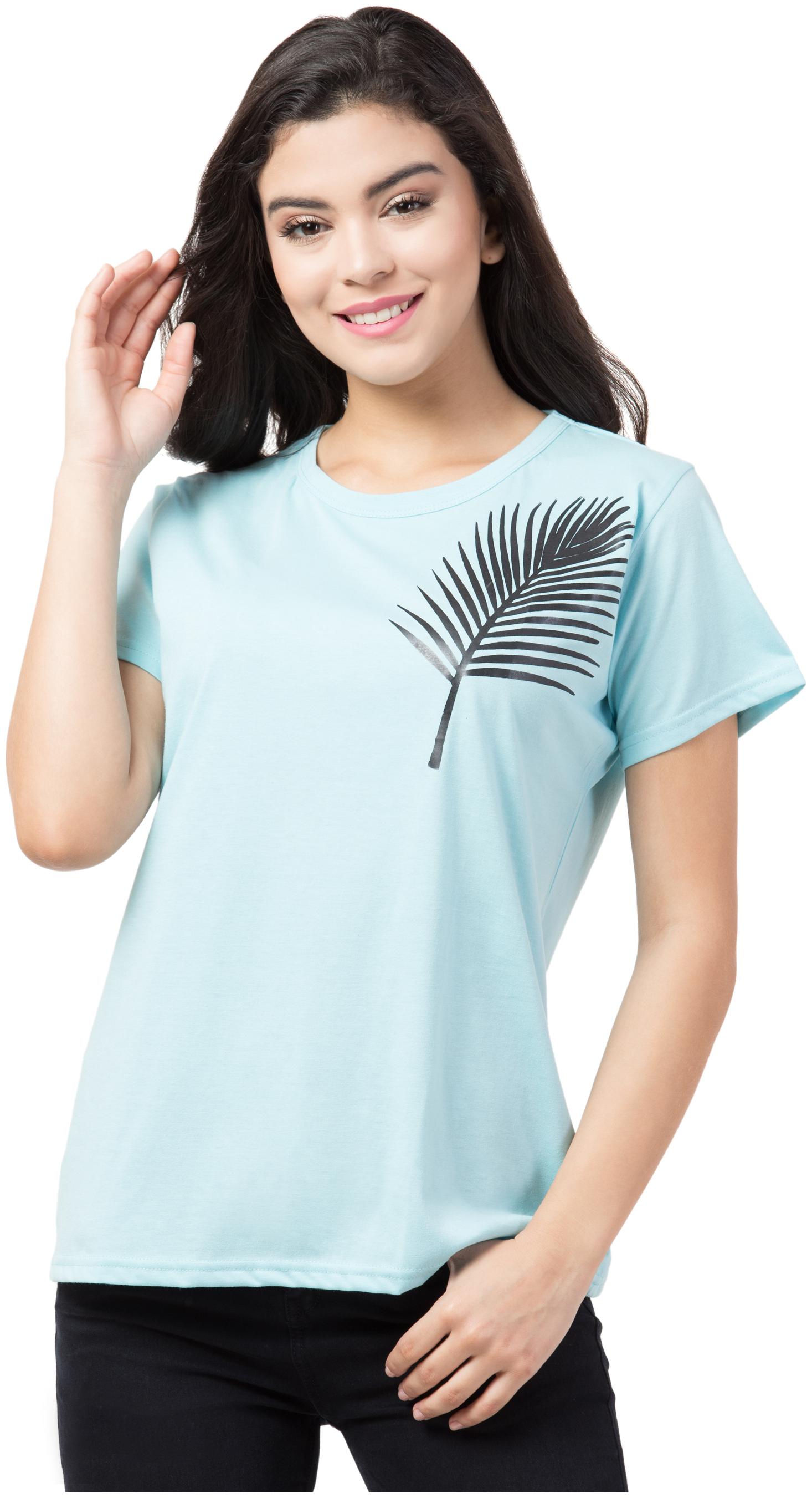 

KISSERO Women Blue Regular fit Round neck Cotton T shirt