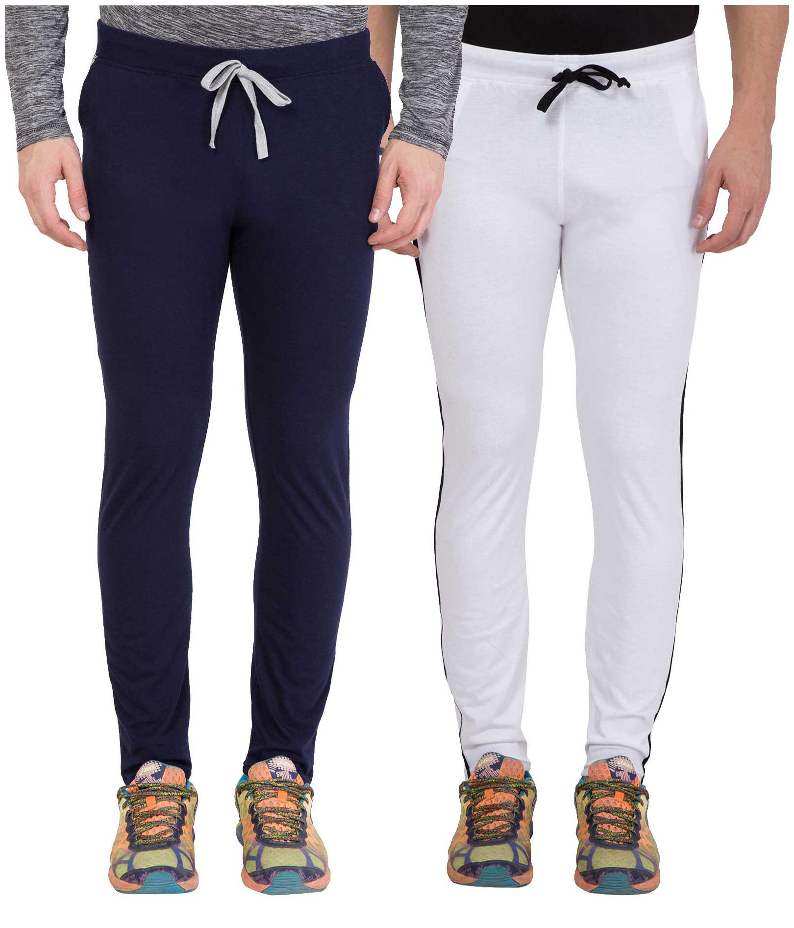 

KISSERO Men White Blue Solid Regular fit Track pants