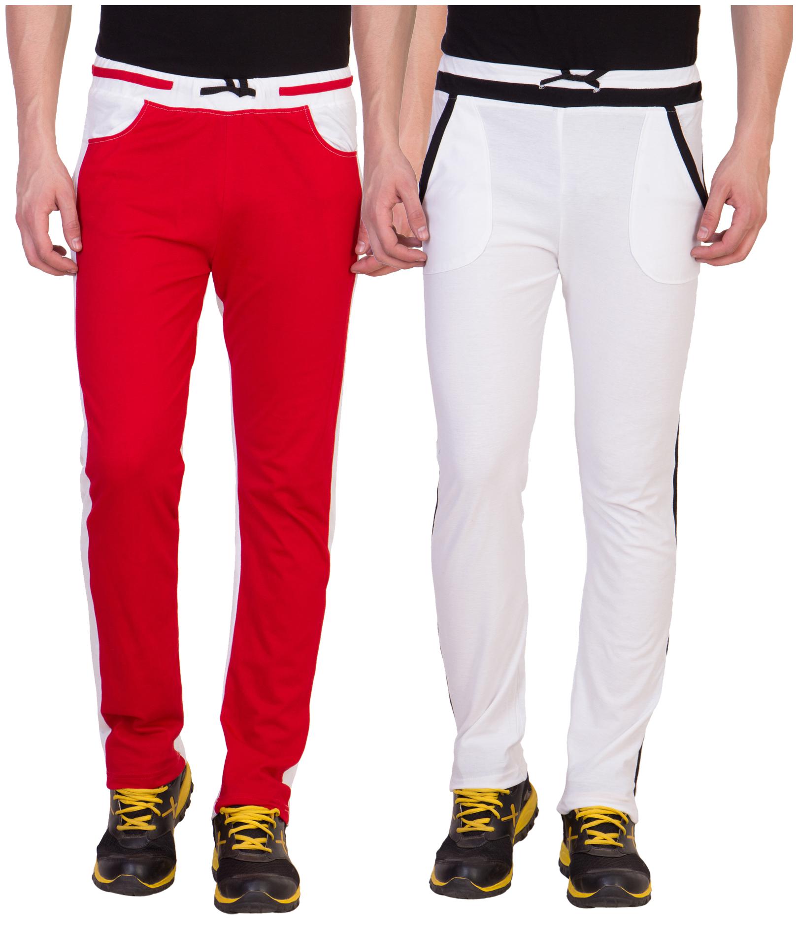 

Kissero Cotton Track Pants For Men Red White Color