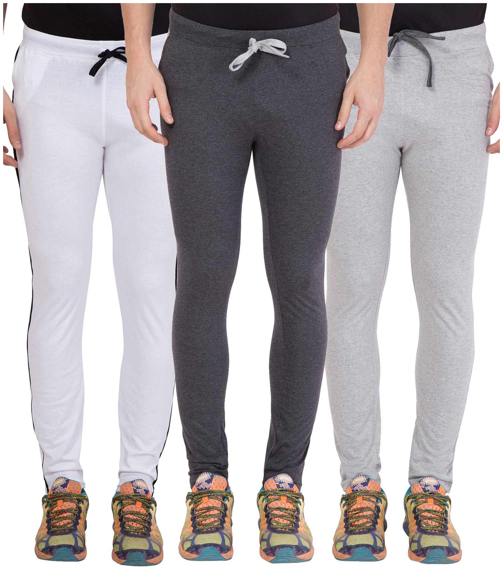 

KISSERO Men Grey White Solid Regular fit Track pants
