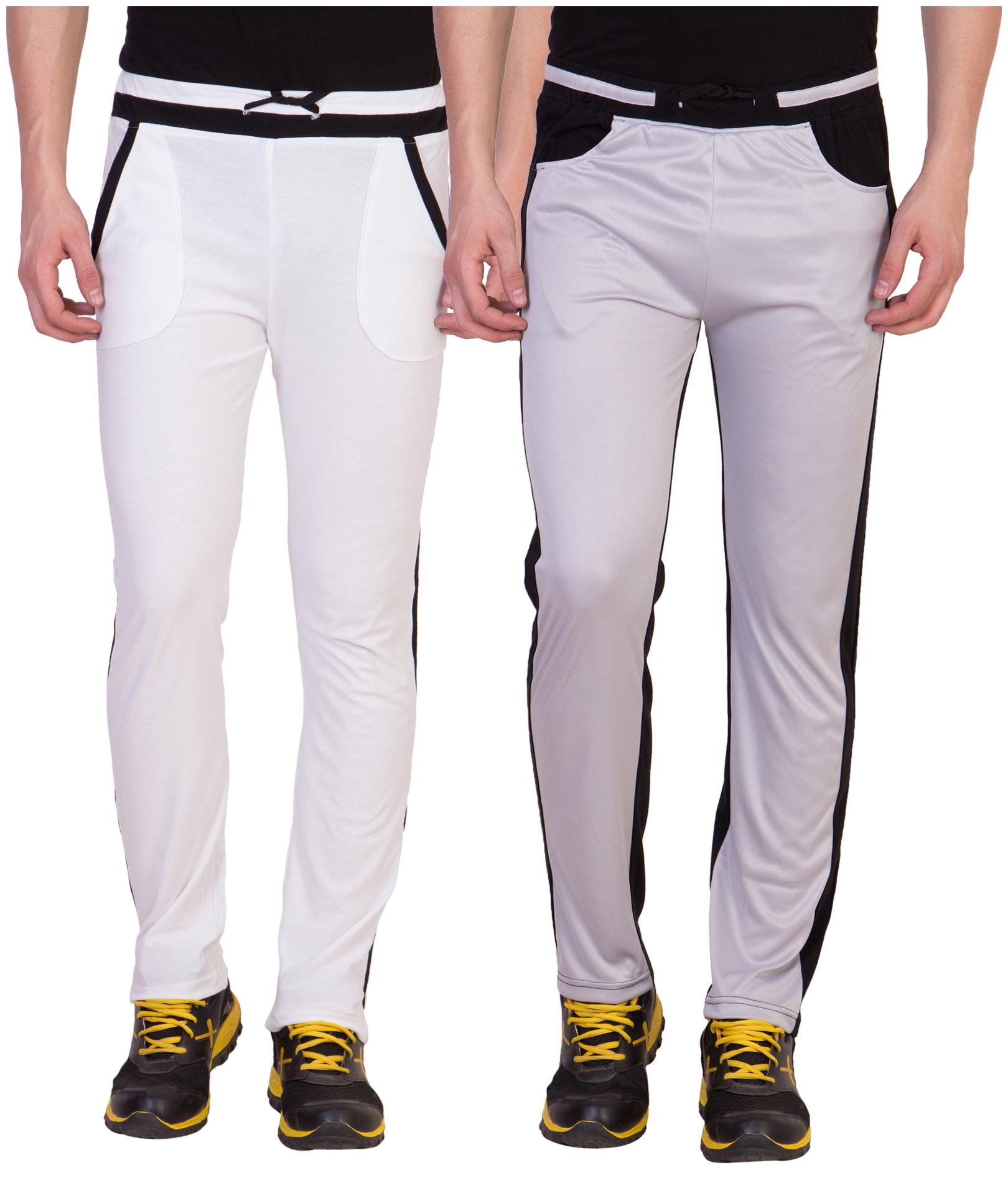 

Kissero Cotton Track Pants For Men White Grey Color