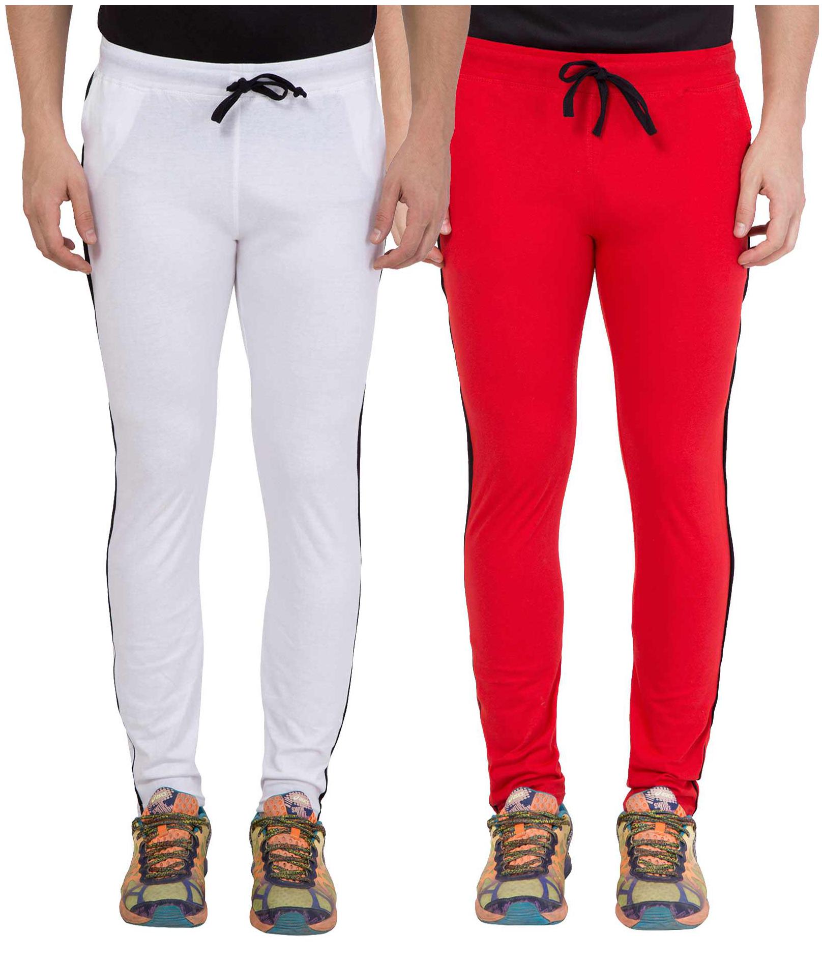 

KISSERO Men Red White Solid Regular fit Track pants