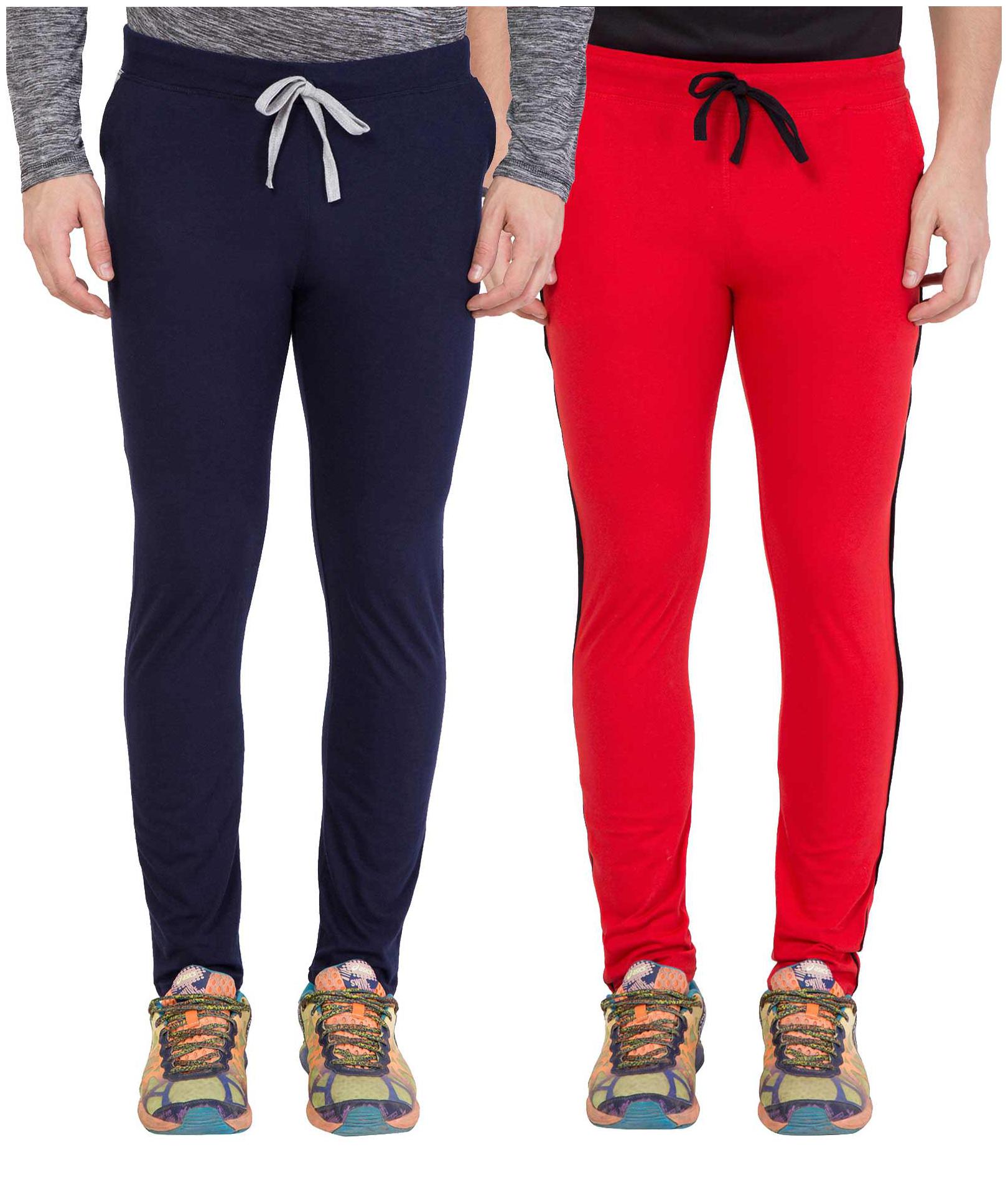 

KISSERO Men Red Blue Solid Regular fit Track pants