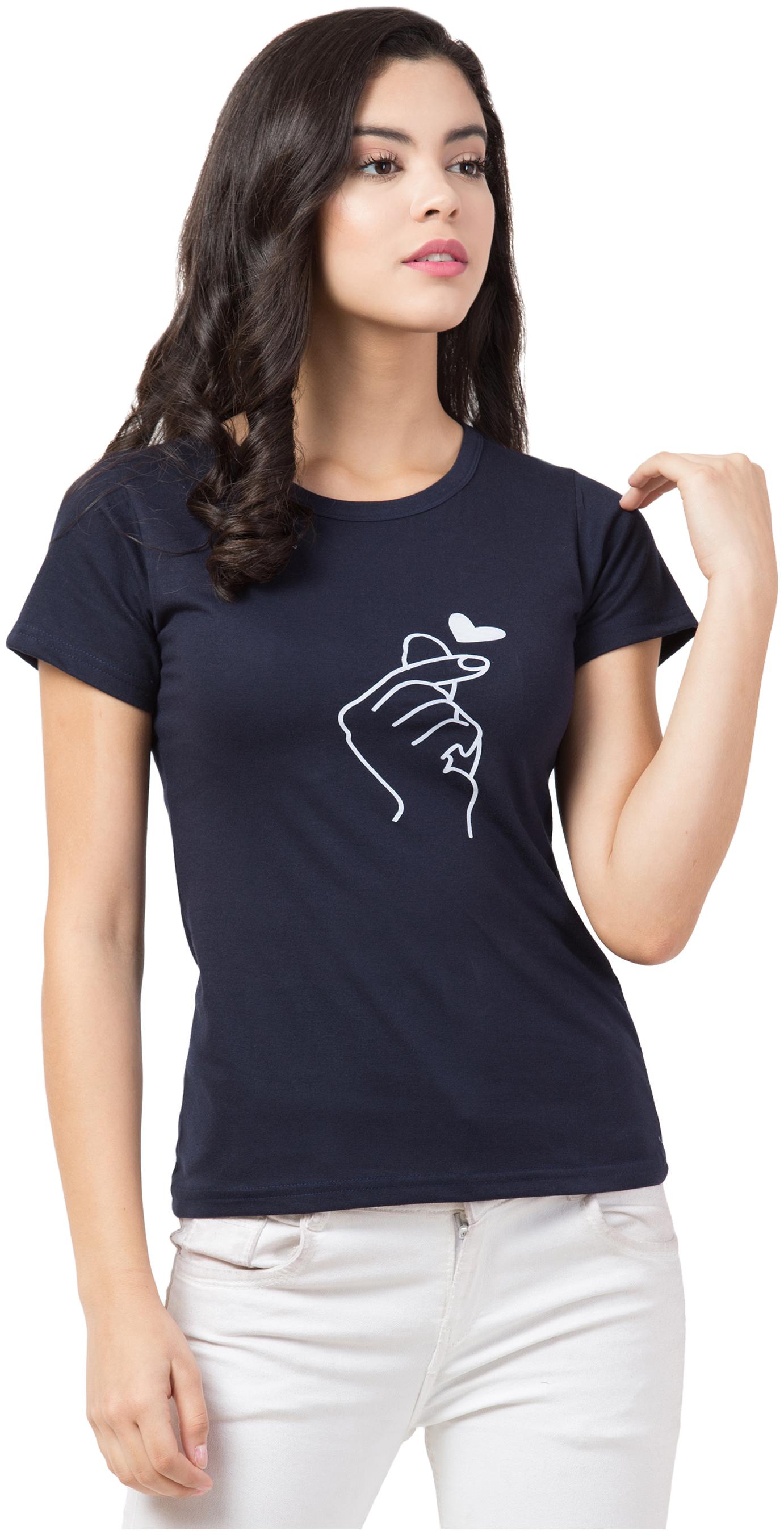 

KISSERO Women Blue Regular fit Round neck Cotton T shirt