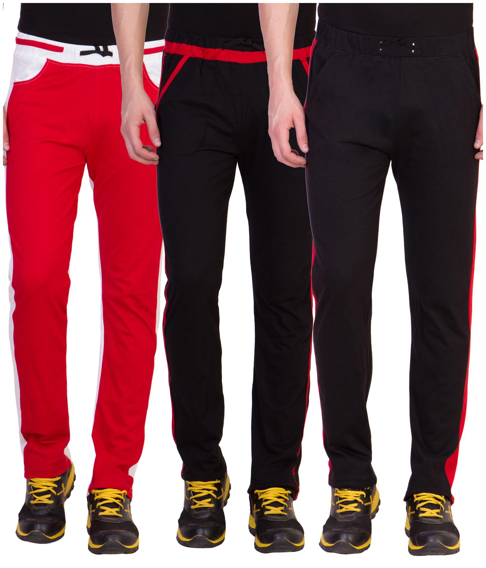 

Kissero Cotton Track Pants For Men Red Black Color