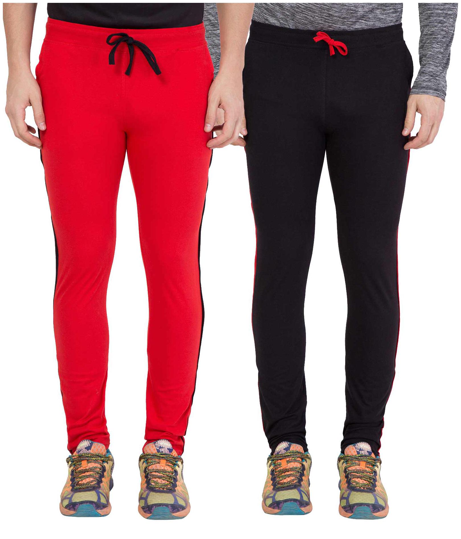 

KISSERO Men Black Red Solid Regular fit Track pants