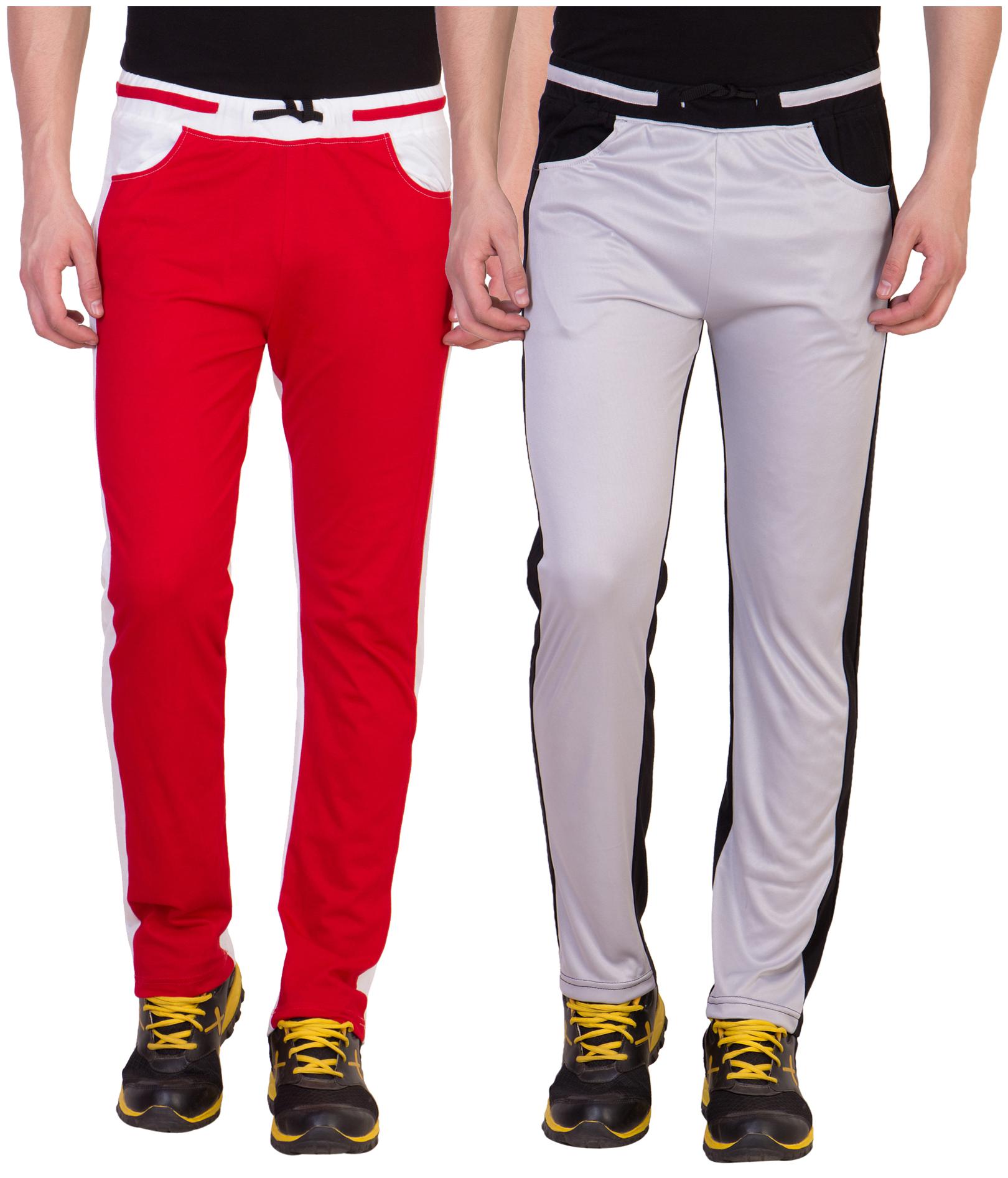 

Kissero Cotton Track Pants For Men Red Grey Color