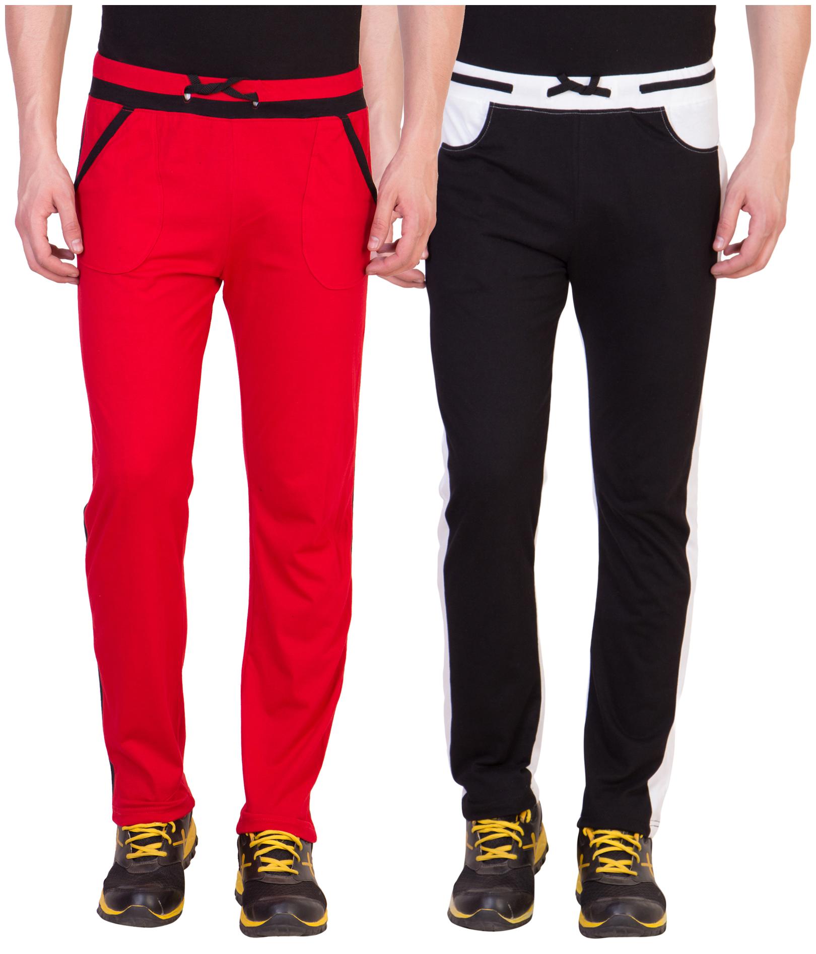 

Kissero Cotton Track Pants For Men Red Black Color
