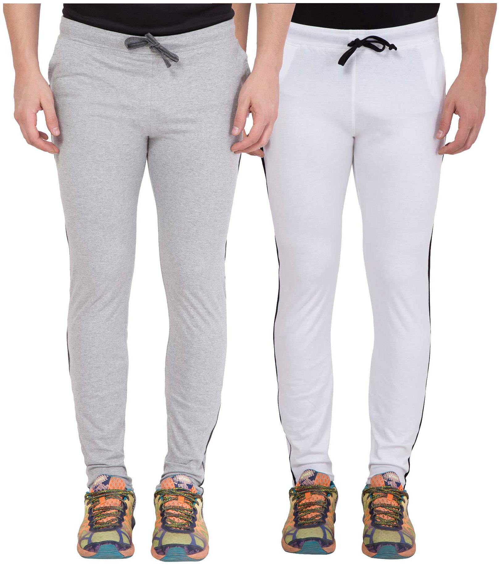 

KISSERO Men White Grey Solid Regular fit Track pants